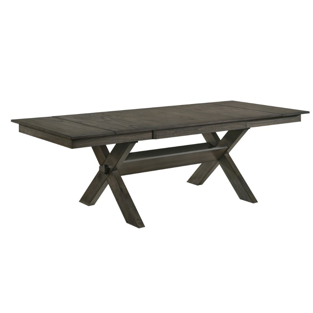 67-95 Inch Extendable Dining Table, Crossed Trestle Base, Rustic Brown By Casagear Home