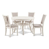 Aine 5 Piece Round Dining Table and Chair Set, White Wood, Fabric Seat By Casagear Home