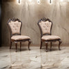 Leon 22 Inch Set of 2 Tufted Dining Chairs, Cherry Brown Wood, Beige Fabric By Casagear Home