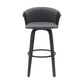 Oja 30 Inch Swivel Barstool Chair Faux Leather Curved Back Black Wood By Casagear Home BM304906