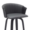 Oja 30 Inch Swivel Barstool Chair Faux Leather Curved Back Black Wood By Casagear Home BM304906