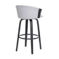 Oja 30 Inch Swivel Barstool Chair Light Gray Fabric Curved Black Wood By Casagear Home BM304907