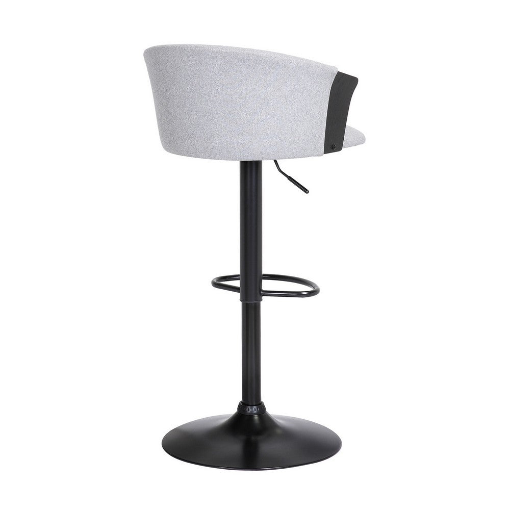 Liz 24-33 Inch Adjustable Height Swivel Barstool Chair Light Gray Fabric By Casagear Home BM304911