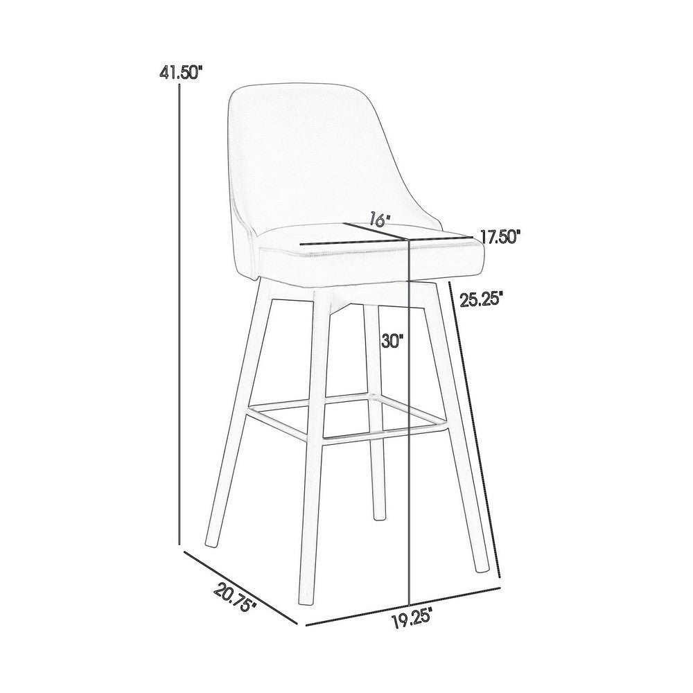 Sean 30 Inch Barstool Chair Parson Style Swivel Gray Faux Leather Black By Casagear Home BM304916