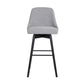 Sean 30 Inch Barstool Chair Parson Style Swivel Light Gray Fabric Black By Casagear Home BM304917