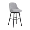 Sean 30 Inch Barstool Chair Parson Style Swivel Light Gray Fabric Black By Casagear Home BM304917