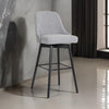 Sean 30 Inch Barstool Chair, Parson Style, Swivel, Light Gray Fabric, Black By Casagear Home