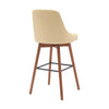 Sean 30 Inch Barstool Chair Swivel Parson Cream Faux Leather Walnut Brown By Casagear Home BM304918