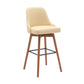 Sean 30 Inch Barstool Chair Swivel Parson Cream Faux Leather Walnut Brown By Casagear Home BM304918