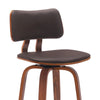 Pino 30 Inch Swivel Barstool Chair Brown Faux Leather Walnut Brown Wood By Casagear Home BM304927