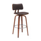 Pino 30 Inch Swivel Barstool Chair Brown Faux Leather Walnut Brown Wood By Casagear Home BM304927