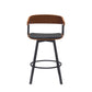 Vera 27 Inch Swivel Counter Stool Chair Brown Open Back Black Faux Leather By Casagear Home BM304939