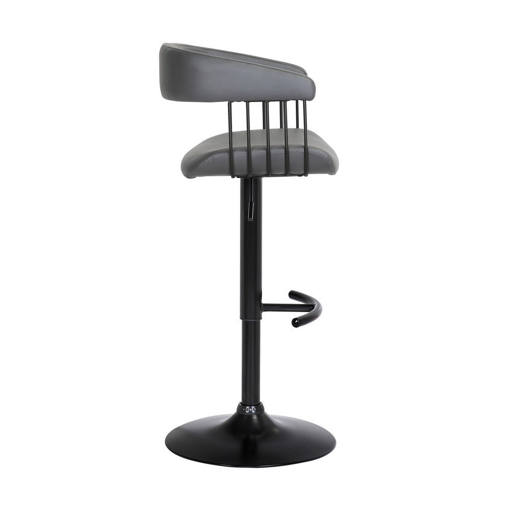 Arya Barstool Chair 24-33 Inch Adjustable Height Gray Faux Leather Black By Casagear Home BM304949