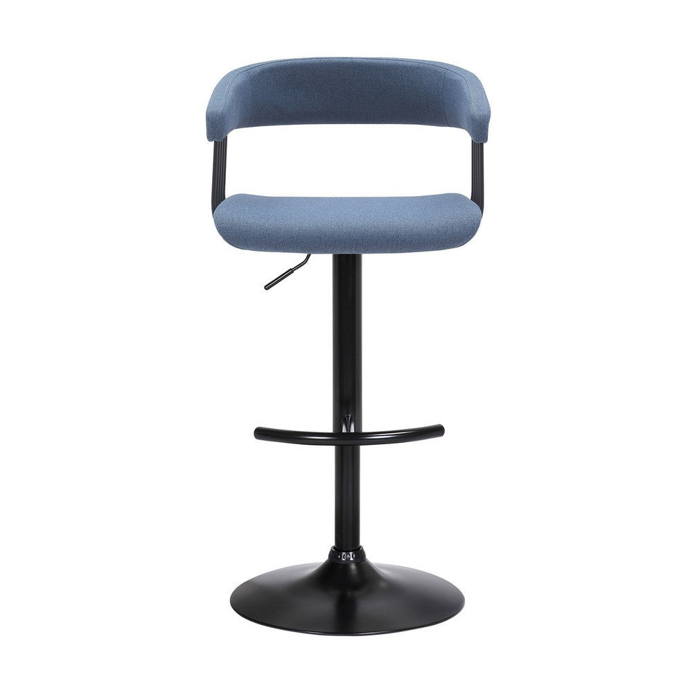 Arya Barstool Chair 24-33 Inch Adjustable Height Light Blue Fabric Black By Casagear Home BM304951