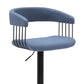 Arya Barstool Chair 24-33 Inch Adjustable Height Light Blue Fabric Black By Casagear Home BM304951