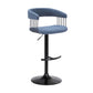 Arya Barstool Chair 24-33 Inch Adjustable Height Light Blue Fabric Black By Casagear Home BM304951