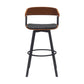 Vera 31 Inch Swivel Barstool Chair Curved Open Back Walnut Brown Black By Casagear Home BM304954