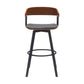 Vera 31 Inch Swivel Barstool Chair Curved Open Back Walnut Brown Gray By Casagear Home BM304956