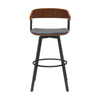 Vera 31 Inch Swivel Barstool Chair Curved Open Back Walnut Brown Gray By Casagear Home BM304956