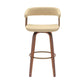 Maya 31 Inch Swivel Barstool Chair Cream Faux Leather Bronze Walnut Brown By Casagear Home BM304964