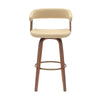 Maya 31 Inch Swivel Barstool Chair Cream Faux Leather Bronze Walnut Brown By Casagear Home BM304964