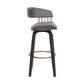 Maya 31 Inch Swivel Barstool Chair Gray Faux Leather Bronze Black Wood By Casagear Home BM304966