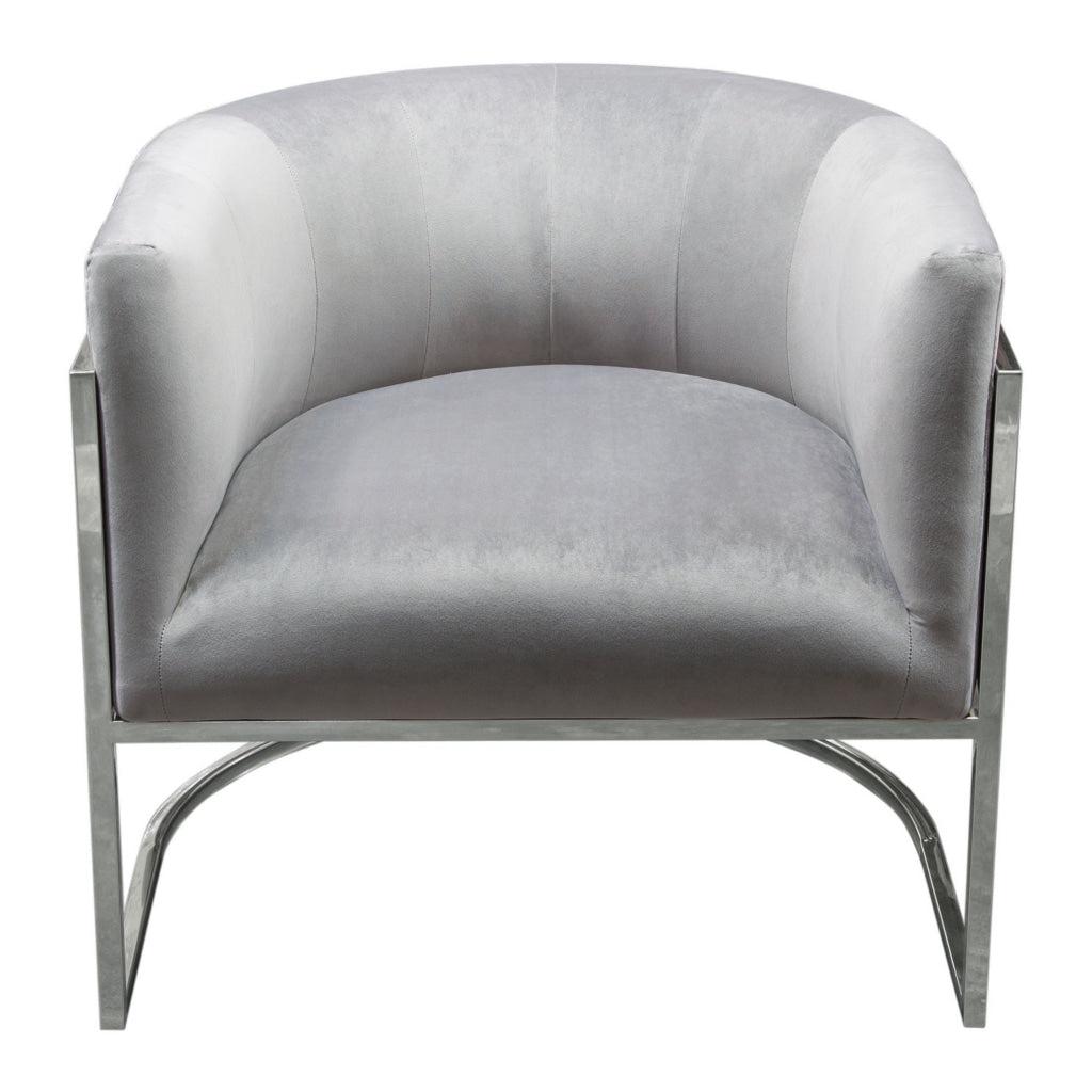 Kel 31 Inch Cantilever Accent Chair Gray Velvet Silver Stainless Steel By Casagear Home BM305034