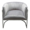 Kel 31 Inch Cantilever Accent Chair Gray Velvet Silver Stainless Steel By Casagear Home BM305034