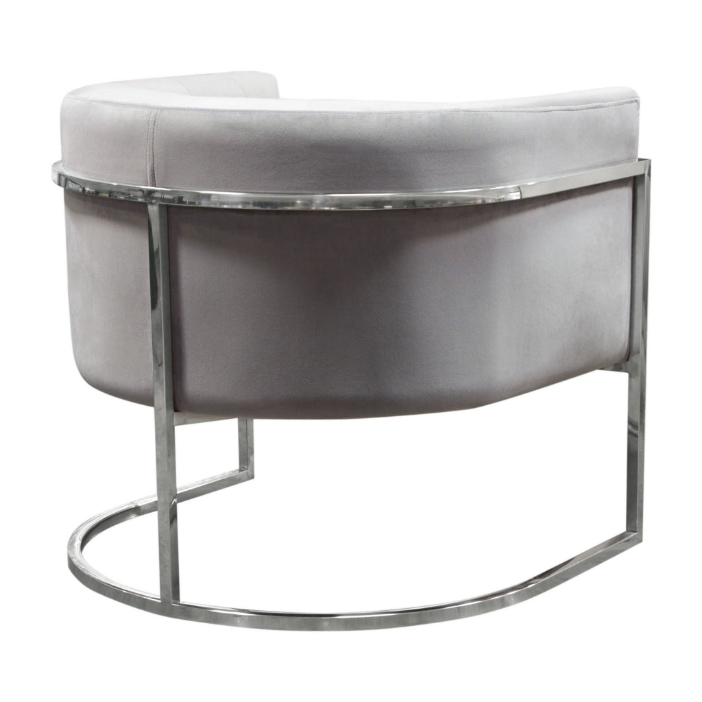 Kel 31 Inch Cantilever Accent Chair Gray Velvet Silver Stainless Steel By Casagear Home BM305034