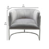 Kel 31 Inch Cantilever Accent Chair Gray Velvet Silver Stainless Steel By Casagear Home BM305034