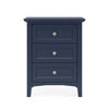 Fritz 30 Inch Nightstand 3 Drawers Nickel Round Handles Solid Wood Blue By Casagear Home BM305982