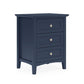 Fritz 30 Inch Nightstand 3 Drawers Nickel Round Handles Solid Wood Blue By Casagear Home BM305982