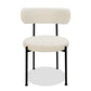 Aeon 22 Inch Set of 2 Dining Chairs Black Metal Frame Off White Boucle By Casagear Home BM306015