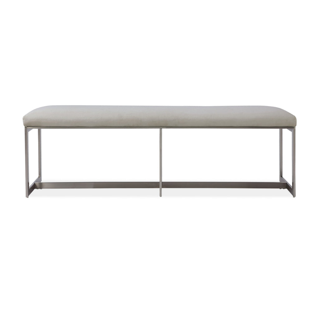 Ezin 60 Inch Dining Bench Gray Velvet Upholstery Silver Steel Frame By Casagear Home BM306020