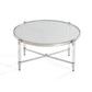 Mase 40 Inch Round Coffee Table Glass Top Clear Acrylic Legs Steel Frame By Casagear Home BM306052