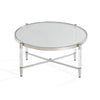 Mase 40 Inch Round Coffee Table Glass Top Clear Acrylic Legs Steel Frame By Casagear Home BM306052