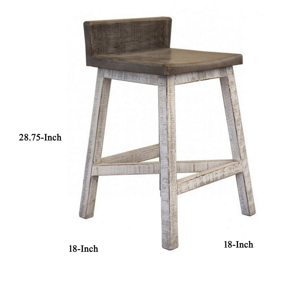 Suga 24 Inch Farmhouse Counter Height Stool Solid Pine Wood Ivory Gray By Casagear Home BM306130