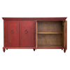 Cip 74 Inch 4 Door Console Table Fixed Shelf Distressed Red Pine Wood By Casagear Home BM306521