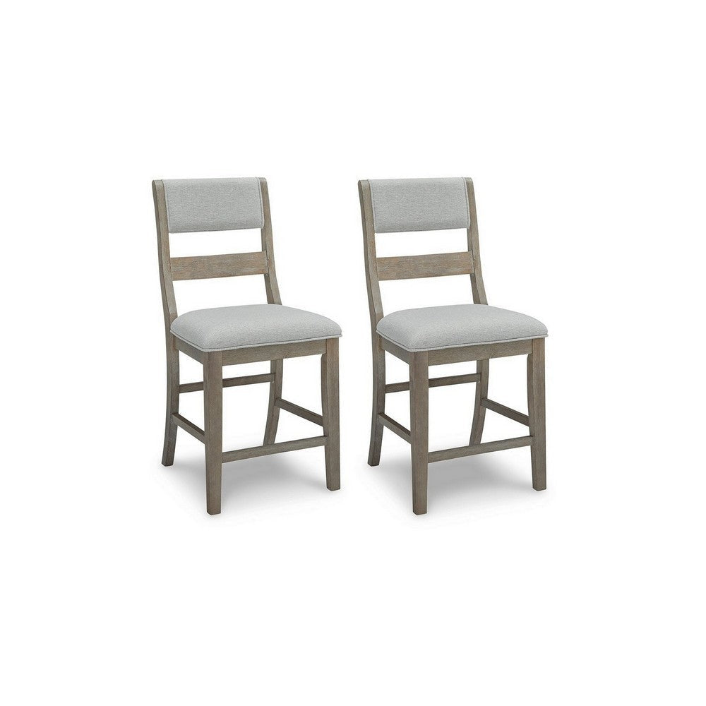 24 Inch Counter Height Barstools Set of 2 Upholstered Cushioning Bisque By Casagear Home BM306610