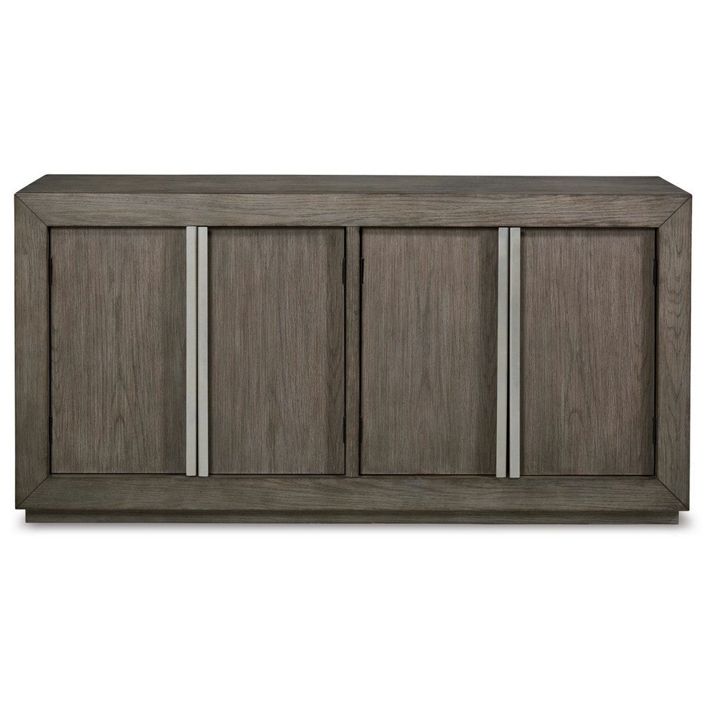 65 Inch Sideboard Buffet Server 2 Double Door Cabinets Weathered Gray By Casagear Home BM306625