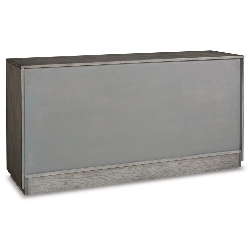 65 Inch Sideboard Buffet Server 2 Double Door Cabinets Weathered Gray By Casagear Home BM306625