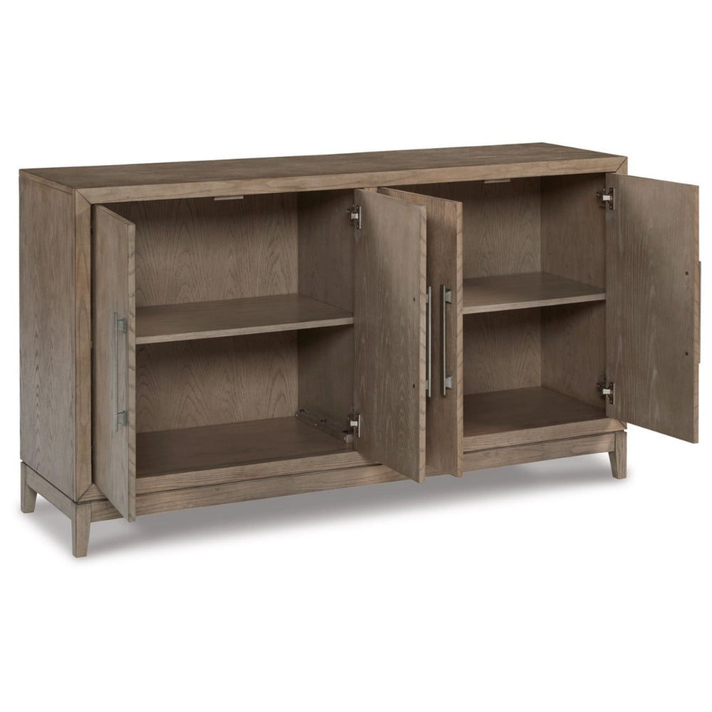 64 Inch Sideboard Buffet Server 2 Double Door Cabinets Rustic Brown By Casagear Home BM306626