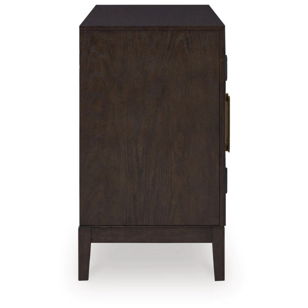 60 Inch Sideboard Display Server 2 Glass Double Door Cabinets Dark Brown By Casagear Home BM306627