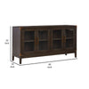 60 Inch Sideboard Display Server 2 Glass Double Door Cabinets Dark Brown By Casagear Home BM306627