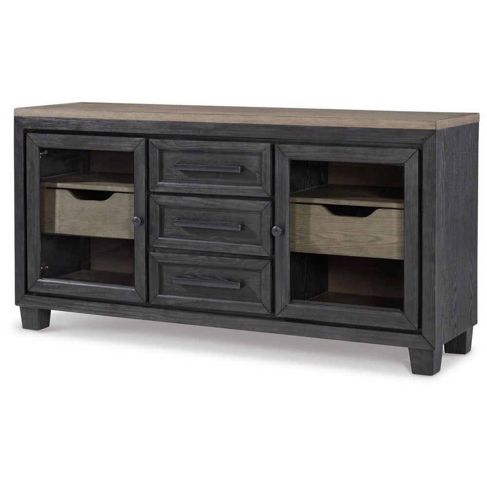 64 Inch Sideboard Buffet Server 2 Cabinets Drawers Gray Brown Black By Casagear Home BM306629