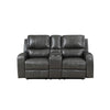 Elle 72 Inch Manual Recliner Loveseat Console Leather Upholstery Gray By Casagear Home BM306695