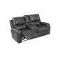 Elle 72 Inch Manual Recliner Loveseat Console Leather Upholstery Gray By Casagear Home BM306695