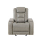 Luxe 39 Inch Manual Recliner Genuine Leather Smooth Gray Upholstery By Casagear Home BM306699