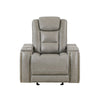 Luxe 39 Inch Manual Recliner Genuine Leather Smooth Gray Upholstery By Casagear Home BM306699