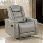 Luxe 39 Inch Manual Recliner Genuine Leather Smooth Gray Upholstery By Casagear Home BM306699